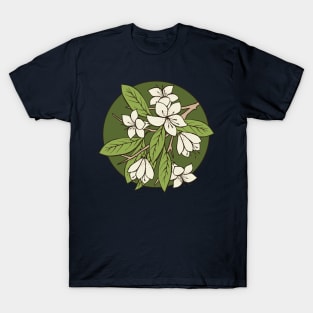 Green and White Sakura Branch T-Shirt